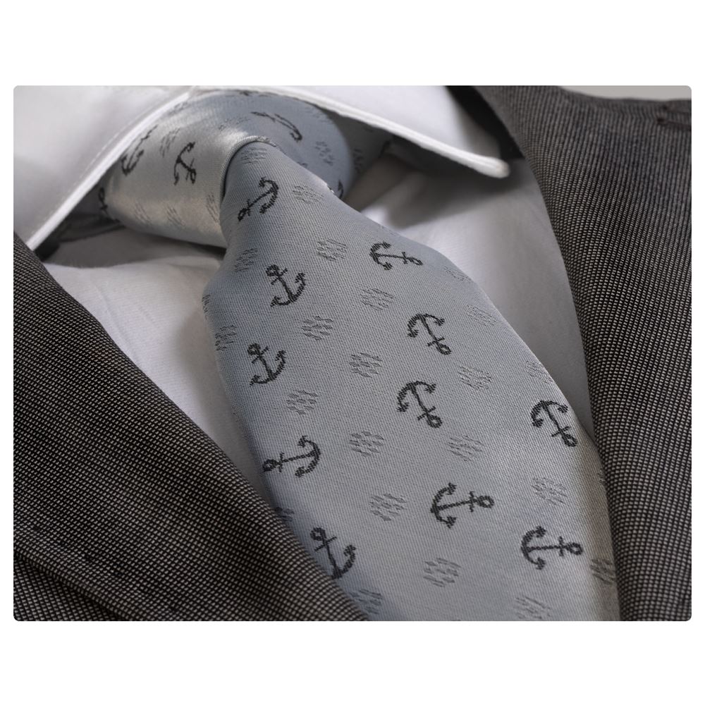 Gray Anchor Handmade Necktie