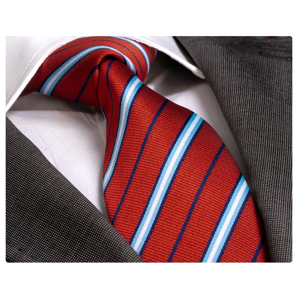 Red White Blue Striped Jacquard Necktie