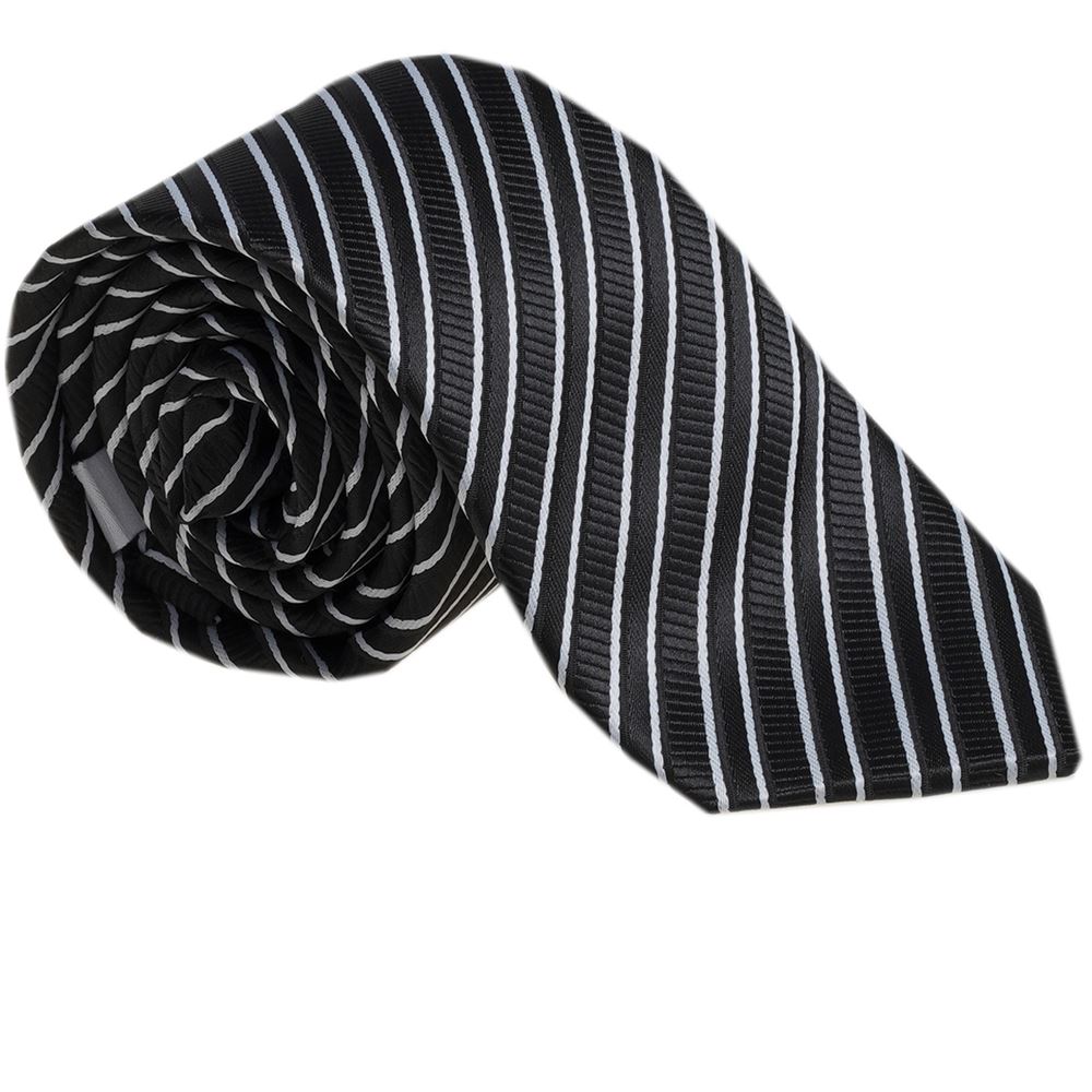 Black White Striped Necktie