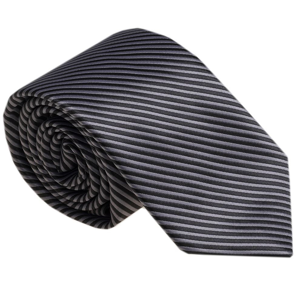 Gray Black Striped Necktie