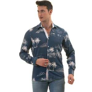 Indigo Blue Hawaii Designer Men's Shirt