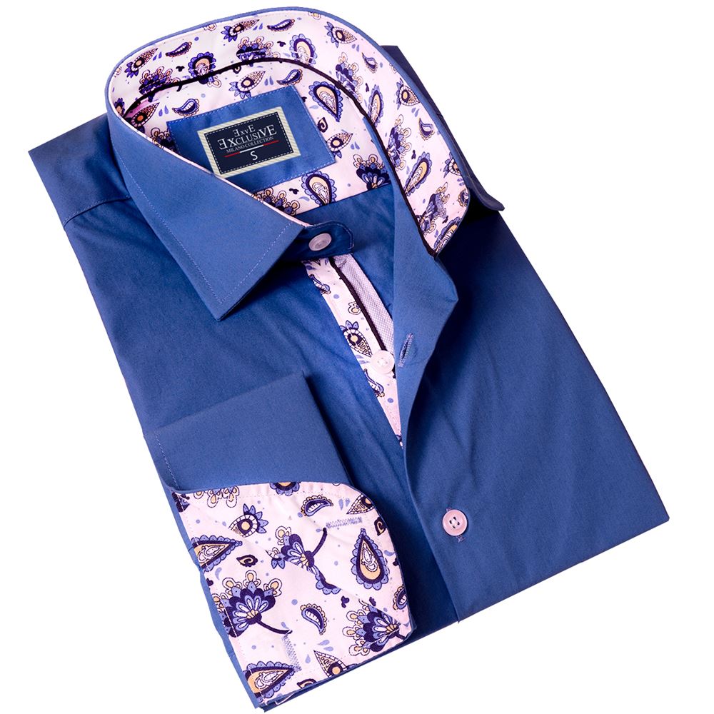 Royal Blue with Paisley inside French Cuff Shirt