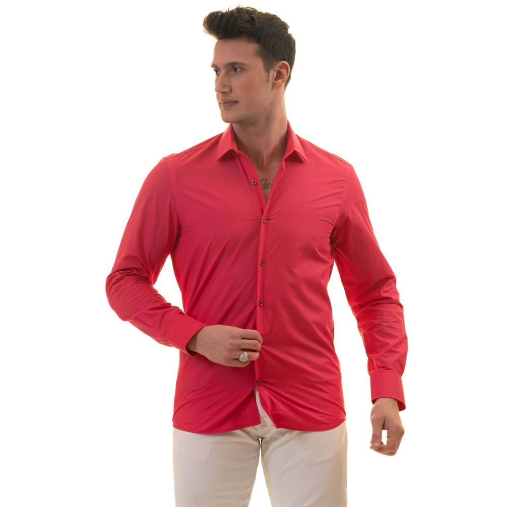 Deep Pink Plain Smart Men's Shirt