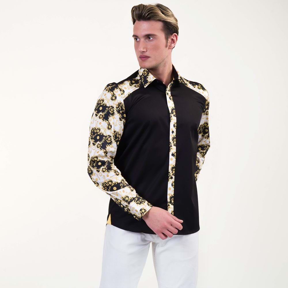 Black with Golden Paisley Arms Men's Shirt