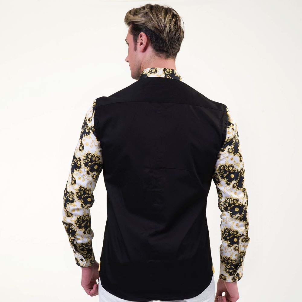 Black with Golden Paisley Arms Men's Shirt