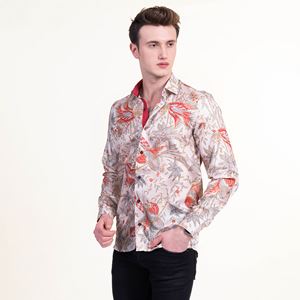Beige with Red Paisley Vintage Men's Shirt