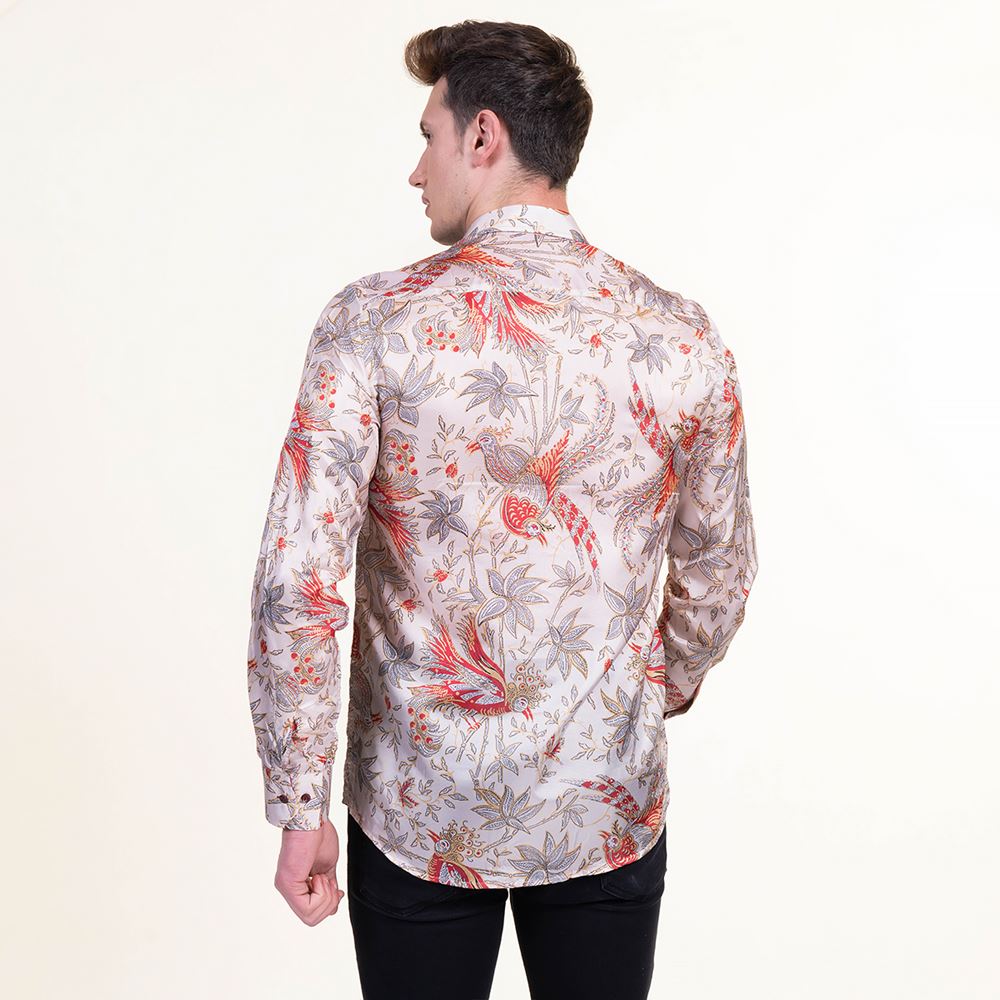 Beige with Red Paisley Vintage Men's Shirt