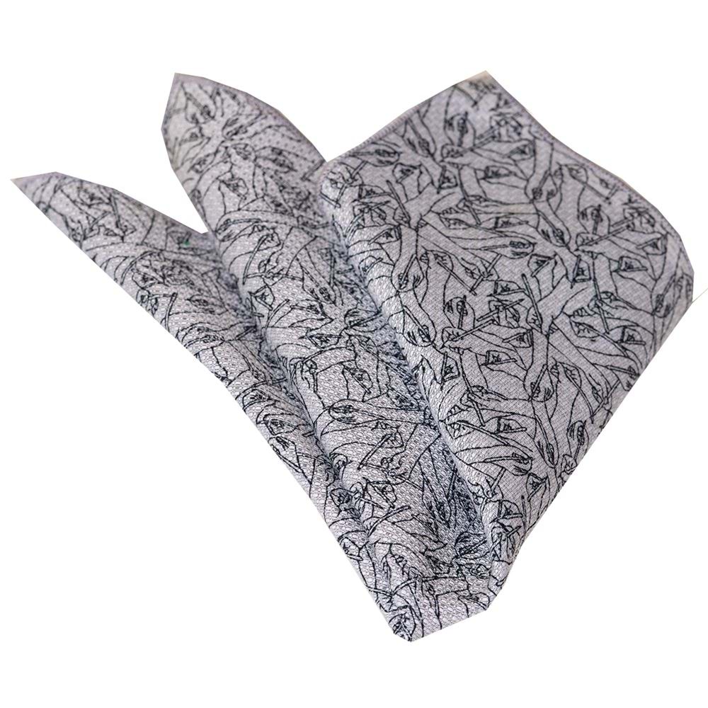 Gray Cotton Jacquard Woven Drawing Pen Printed Handkerchief
