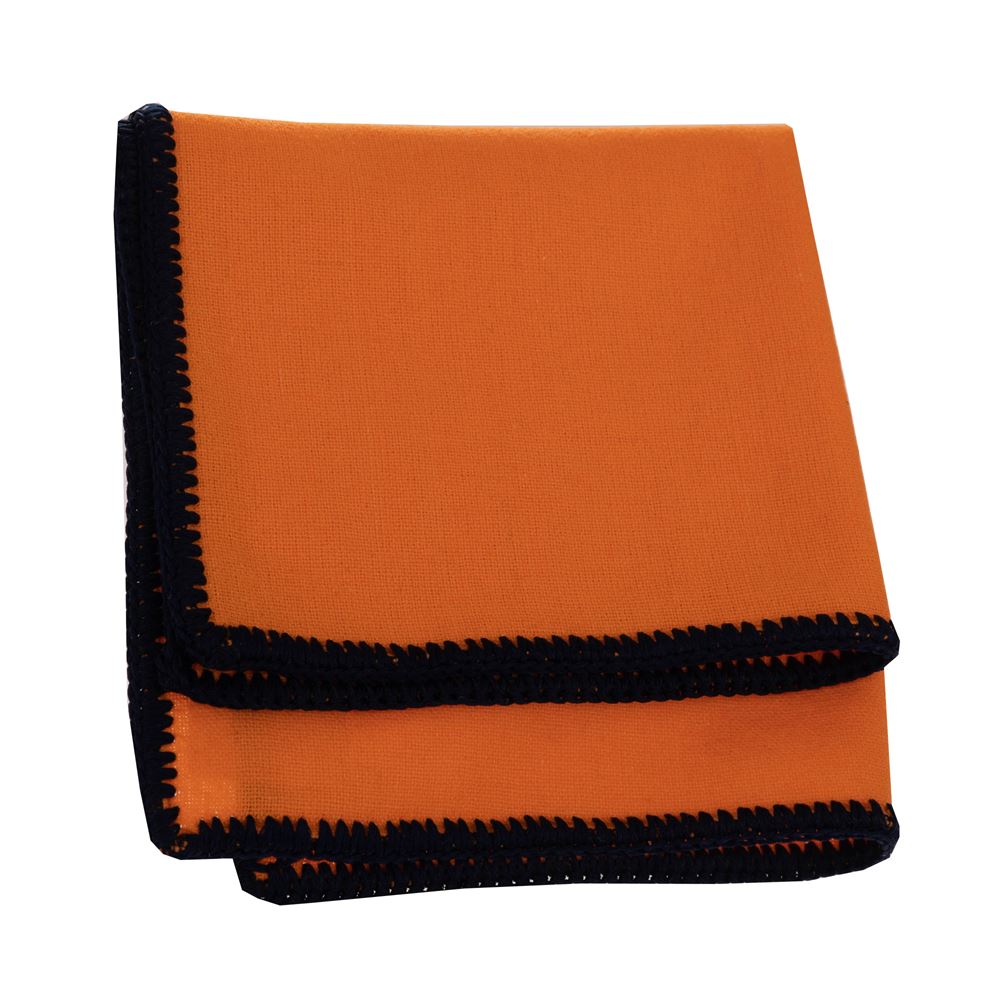Orange Woven Linen Signature Border Pocket Square