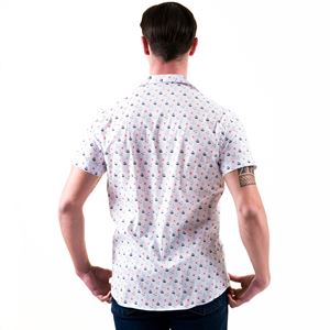 Brown and Navy Floral Men's Camp Collar Short Sleeves Shirt