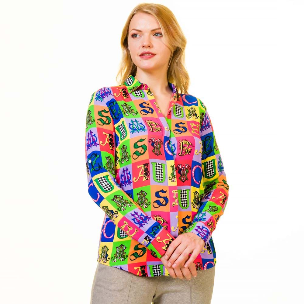 Colorful Alphabet Printed Retro Women's Shirt