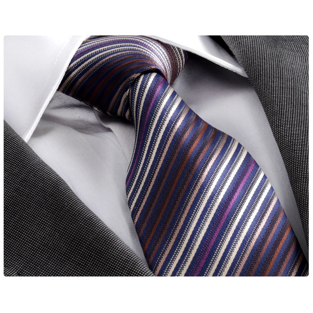 Purple Striped Italian Design Necktie