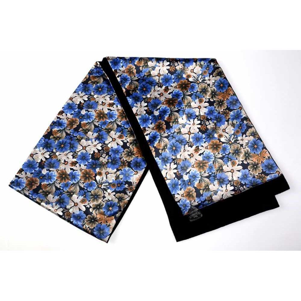 Blue Floral Two-sided Scarf