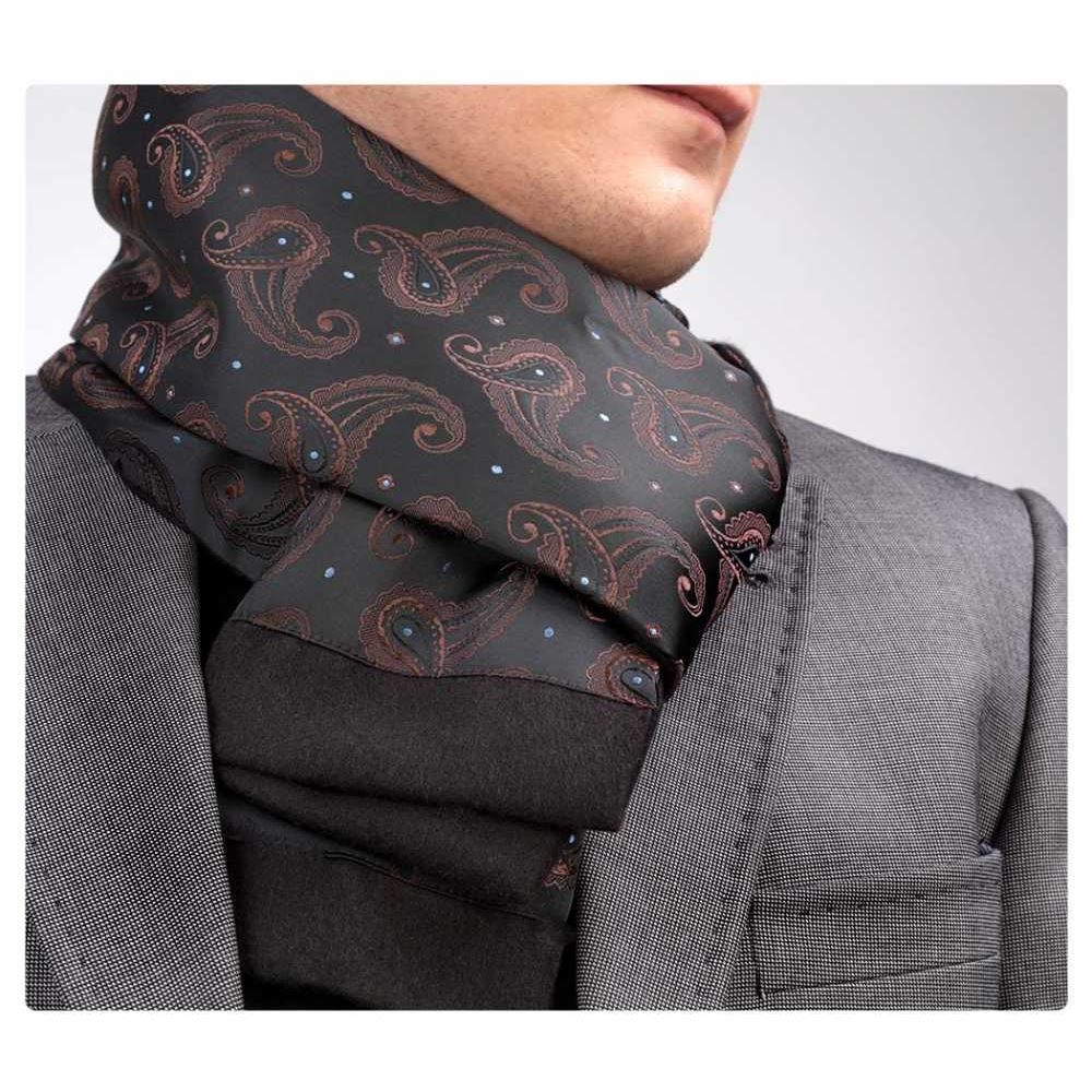 Brown Paisley Black Double Sided Scarf
