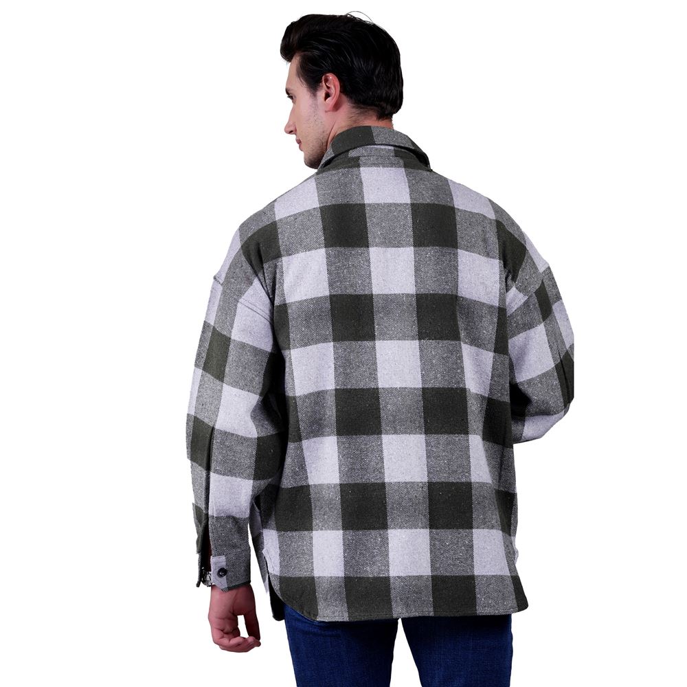 Khaki and Gray Gingham Checkered Over Size Lumberjack Shirt