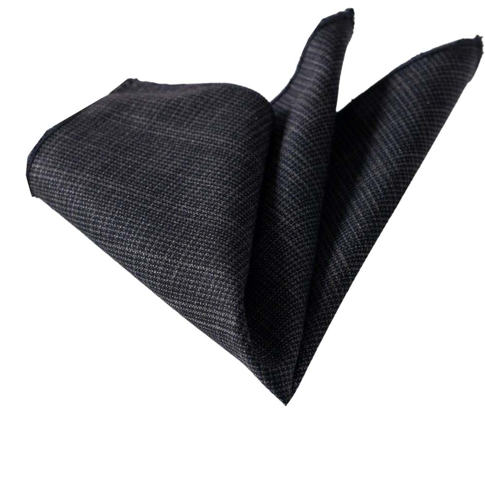 Navy Blue Gray Knitted Fabric Pocket Square
