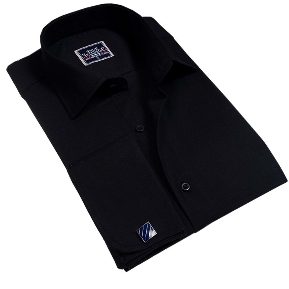 Black Classic French Cuff Shirt