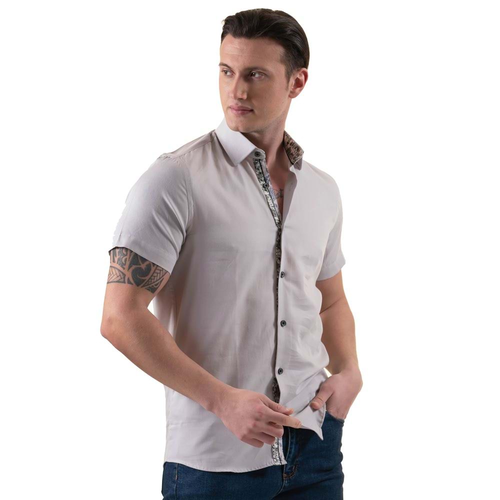 Gray inside Digital Printed Men's Short Sleeves Shirt
