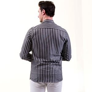 Gray & Black Striped Wool Men's Shirt