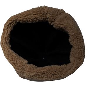 Siyah Kürkleri Bej Rengi İçi Ful Tam Kürklü Kayı Boyu Börk Şapka Socks