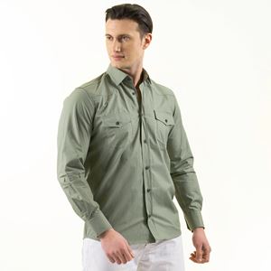 Light Green Double Pocket Western Men's Shirt