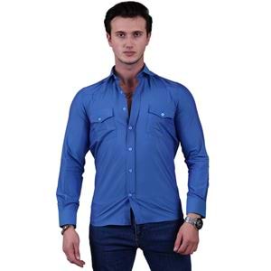 Blue Oxford Western Men's Shirt