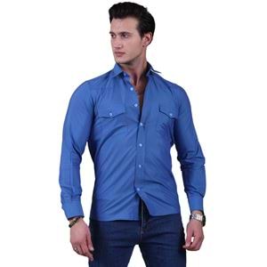Blue Oxford Western Men's Shirt