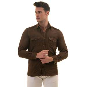 Brown Suede Western Style Men's Shirt