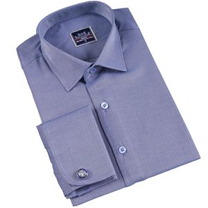 Blue Herringbone French Cuff Shirt