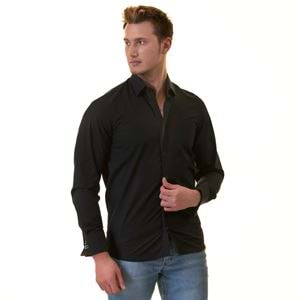 Black Classic French Cuff Shirt