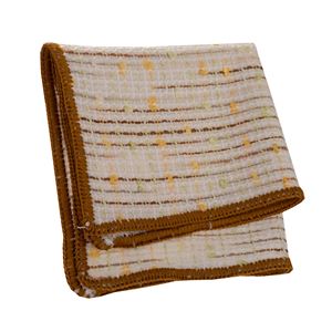 Beige Organic Linen with Handmade Knit Signature Border Pocket Square