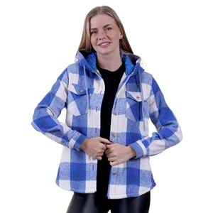 Blue Checkered inside Fur Winter Women's Shirt