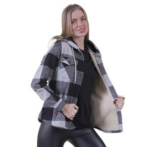 Black Checkered inside Fur Winter Women's Shirt