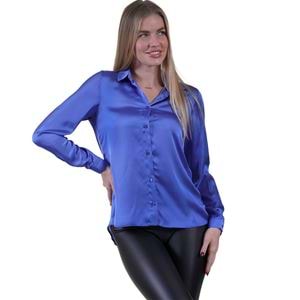 Blue Women's Satin Shirt